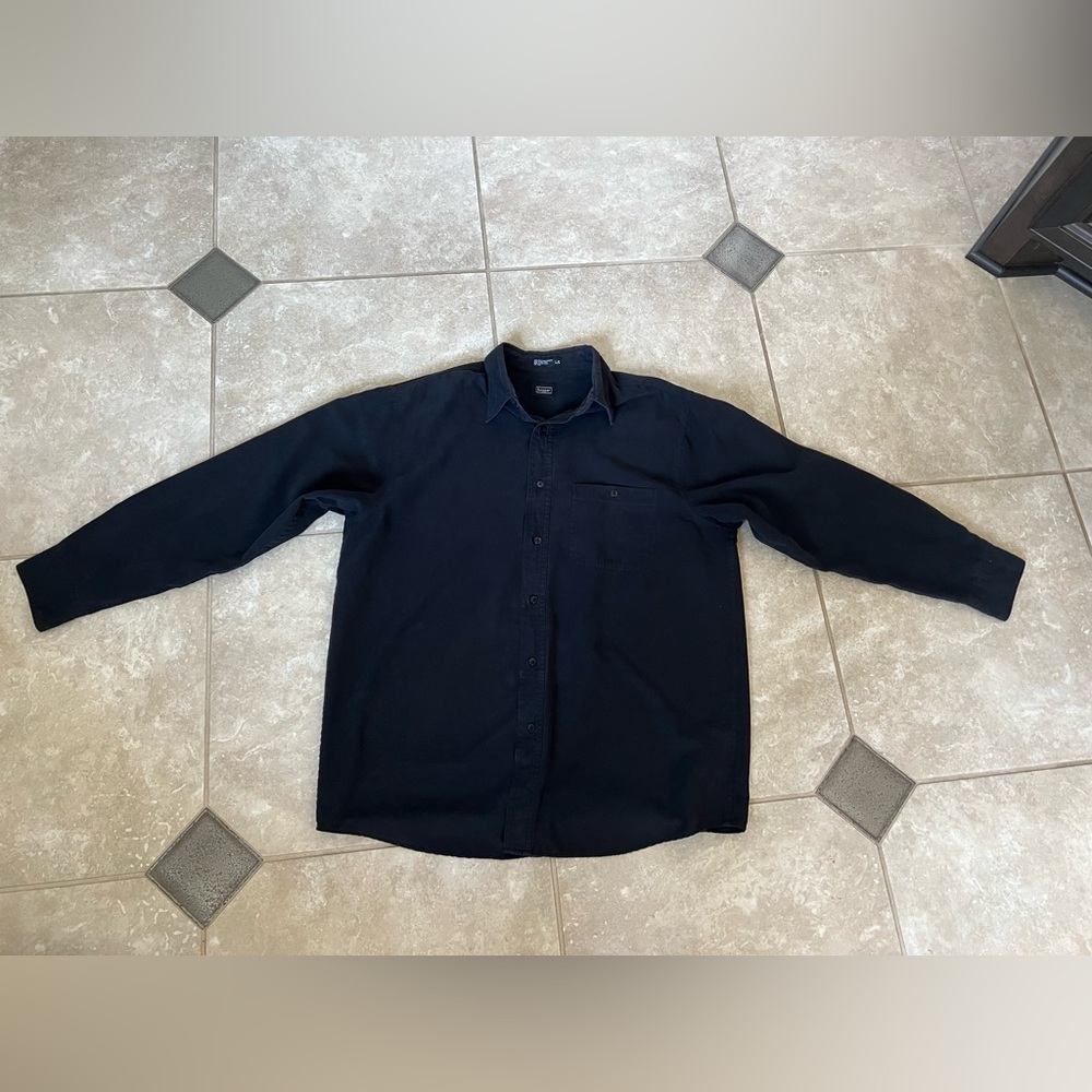 Haggar Men's Black Button-Up Suede Like Shirt Size Large